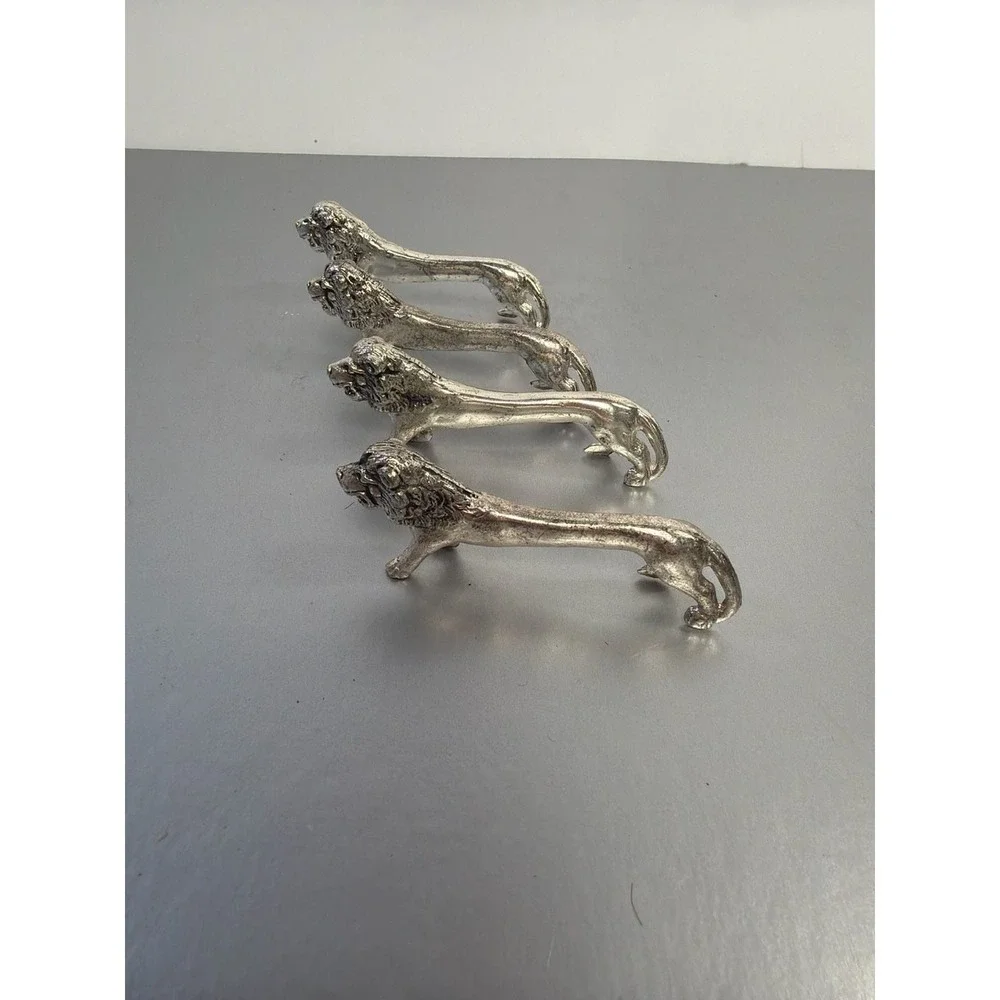 Vintage Silver Plated Lion Figurine Knife Rests - Set of 4